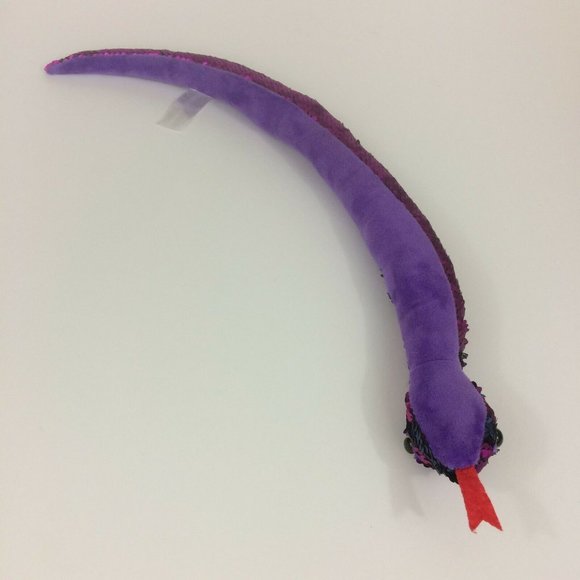 Fiesta Reversible Flip Sequin Snake Plush 24" Purple Blue Stuffed Animal Toy - Picture 9 of 10